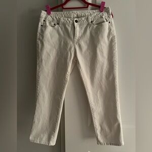 JLo white cropped jeans